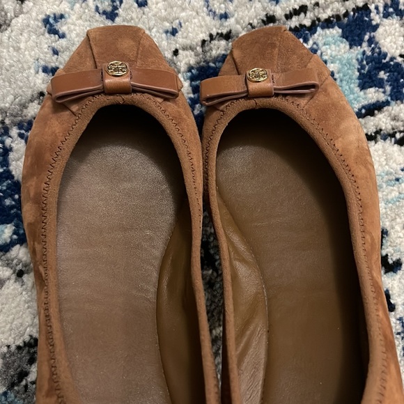 Tory Burch Marion Suede Leather Brown Flats Shoes sz 9M - Picture 7 of 16